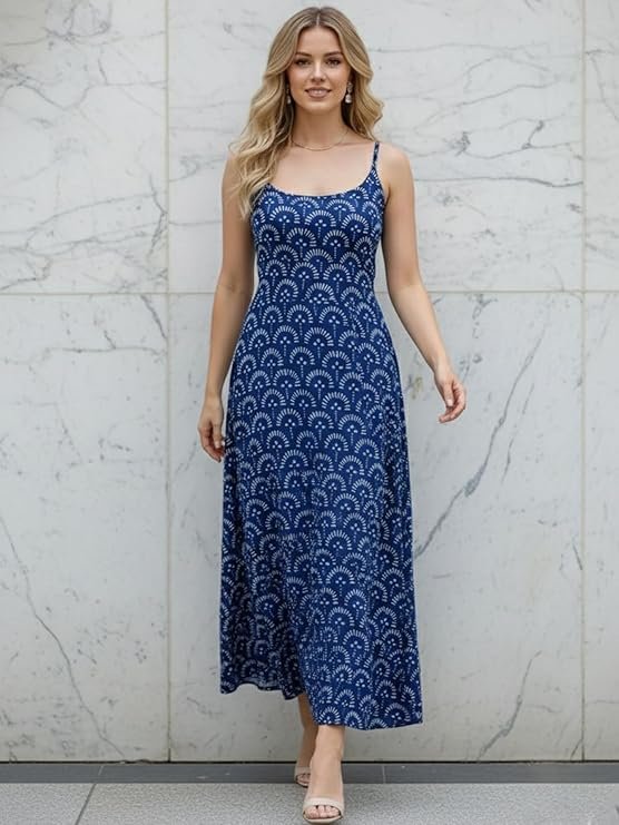 Aahwan White Printed Round Neck Sleeveless Backless Long Indo Western Fusion Dress for Women's & Girl's - Image 4