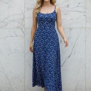 Aahwan White Printed Round Neck Sleeveless Backless Long Indo Western Fusion Dress for Women's & Girl's