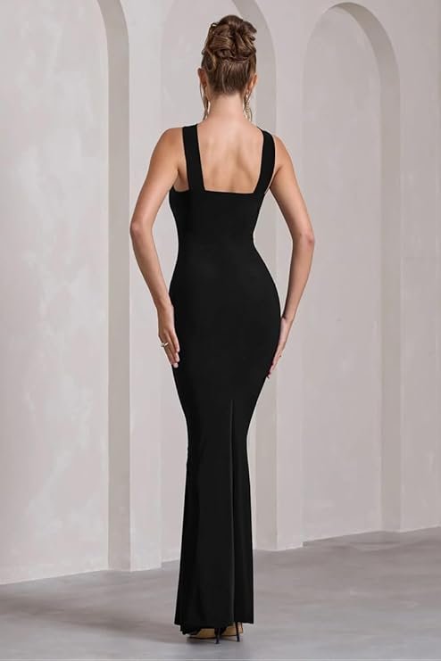 TRAQUILA Sleeveles & Backless Maxi Length Bodycon Dress for Women | Halter Neck | Soft, Strechable Lycra | Casual wear - Image 2