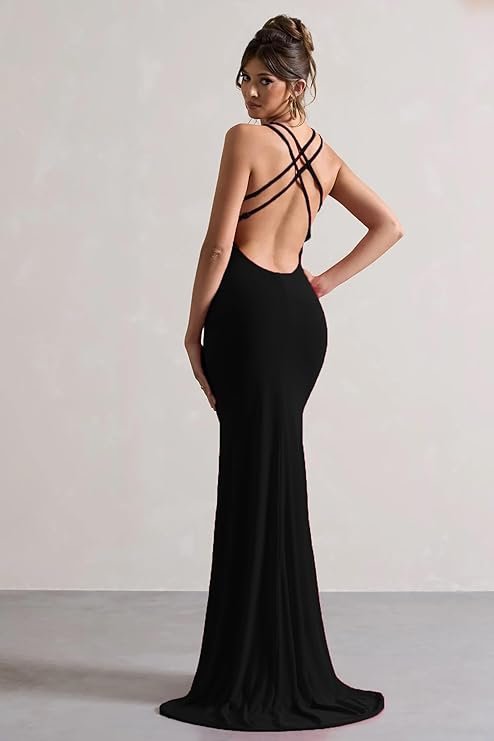 TRAQUILA Women's Sleeveless Front Slit Bodycon Dress | Maxi Length | Soft Stretchable | Modern Design| Casual - Image 8