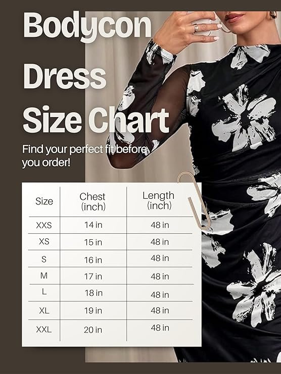 Women's Summer Mesh Sheer Long Sleeve Midi Ruched Bodycon Dress Mock Neck Elegant Evening Party Cocktail Dresses - Image 2