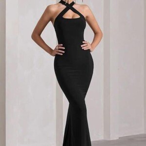 TRAQUILA Sleeveles & Backless Maxi Length Bodycon Dress for Women | Halter Neck | Soft, Strechable Lycra | Casual wear